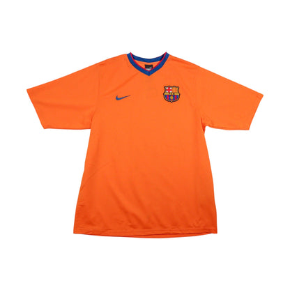 2006/07 Barcelona away shirt front view, orange with Nike swoosh and crest