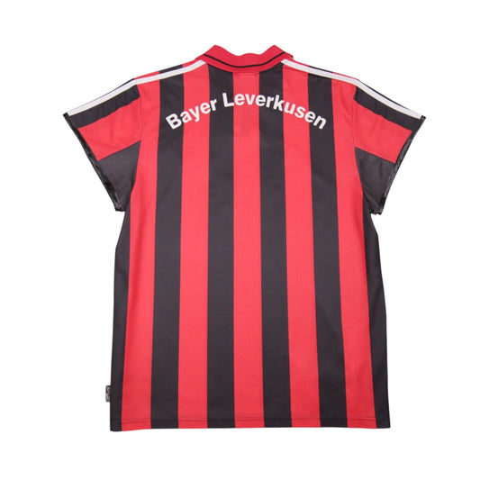 Back view of Bayer Leverkusen home shirt showing red and black stripes