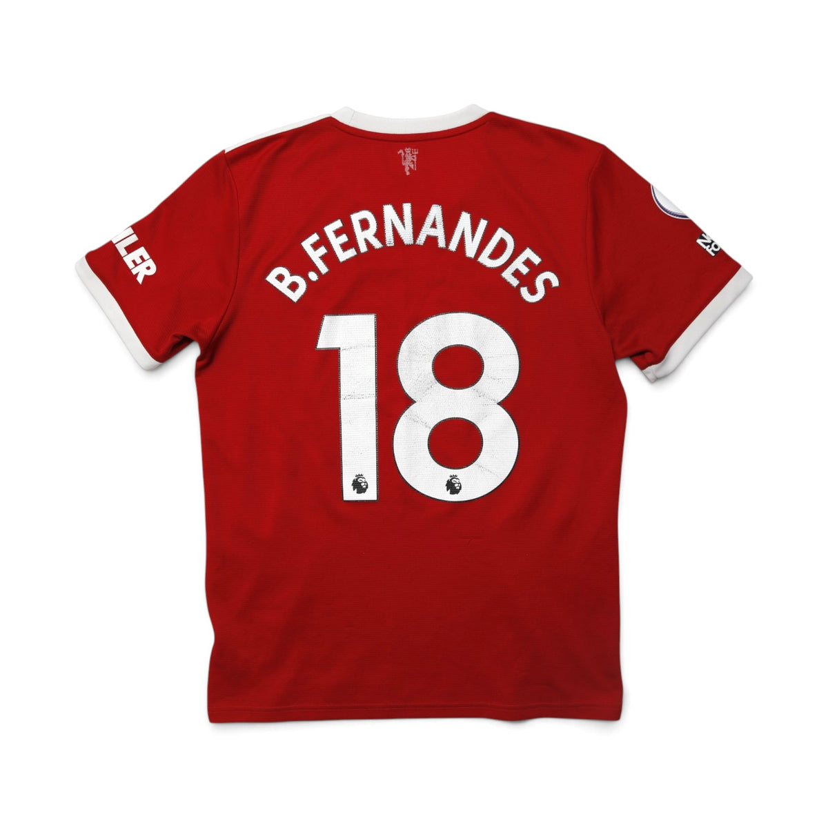 Manchester United 2021-22 home shirt full front view with TeamViewer sponsor