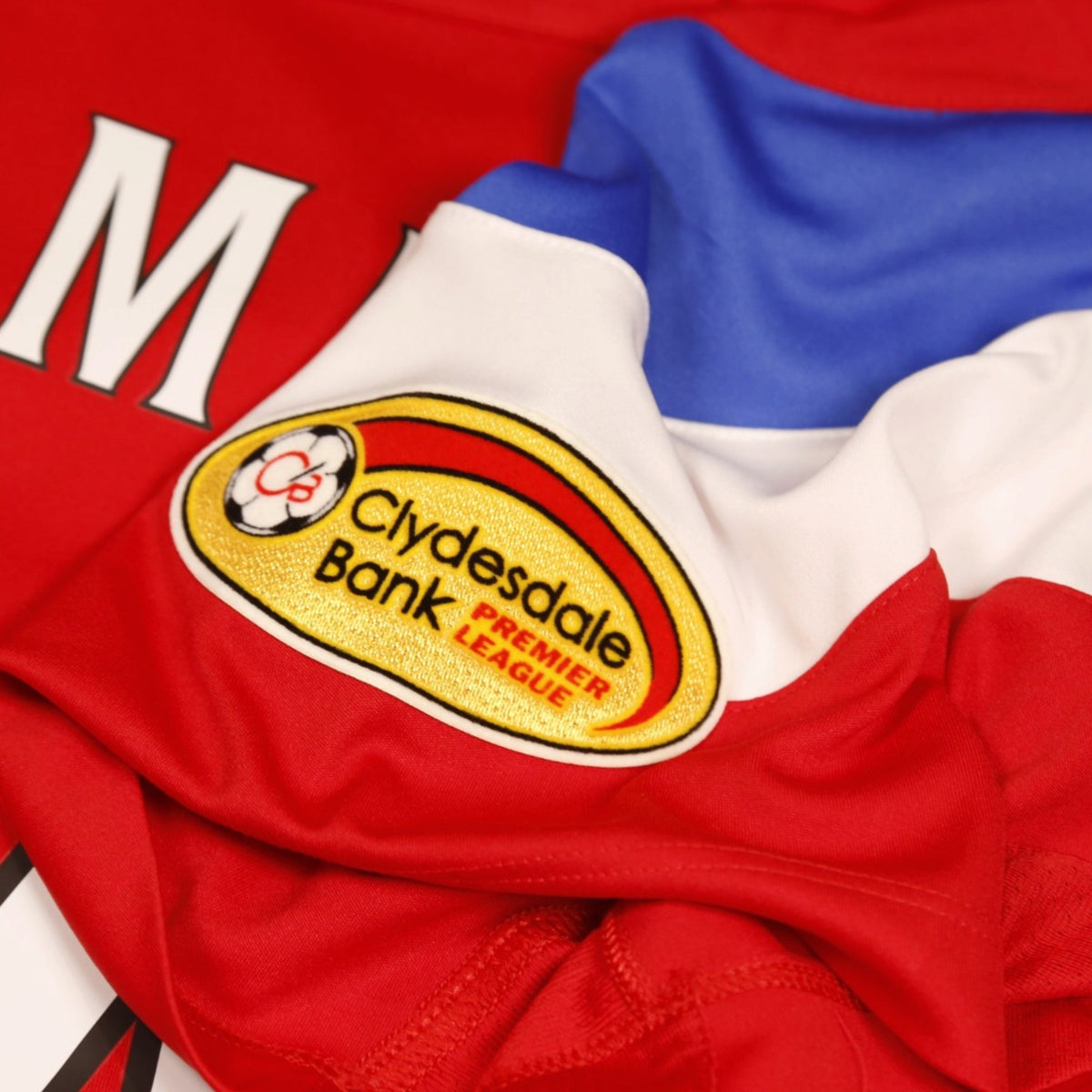 Close-up of Clydesdale Bank Premier League sleeve patch
