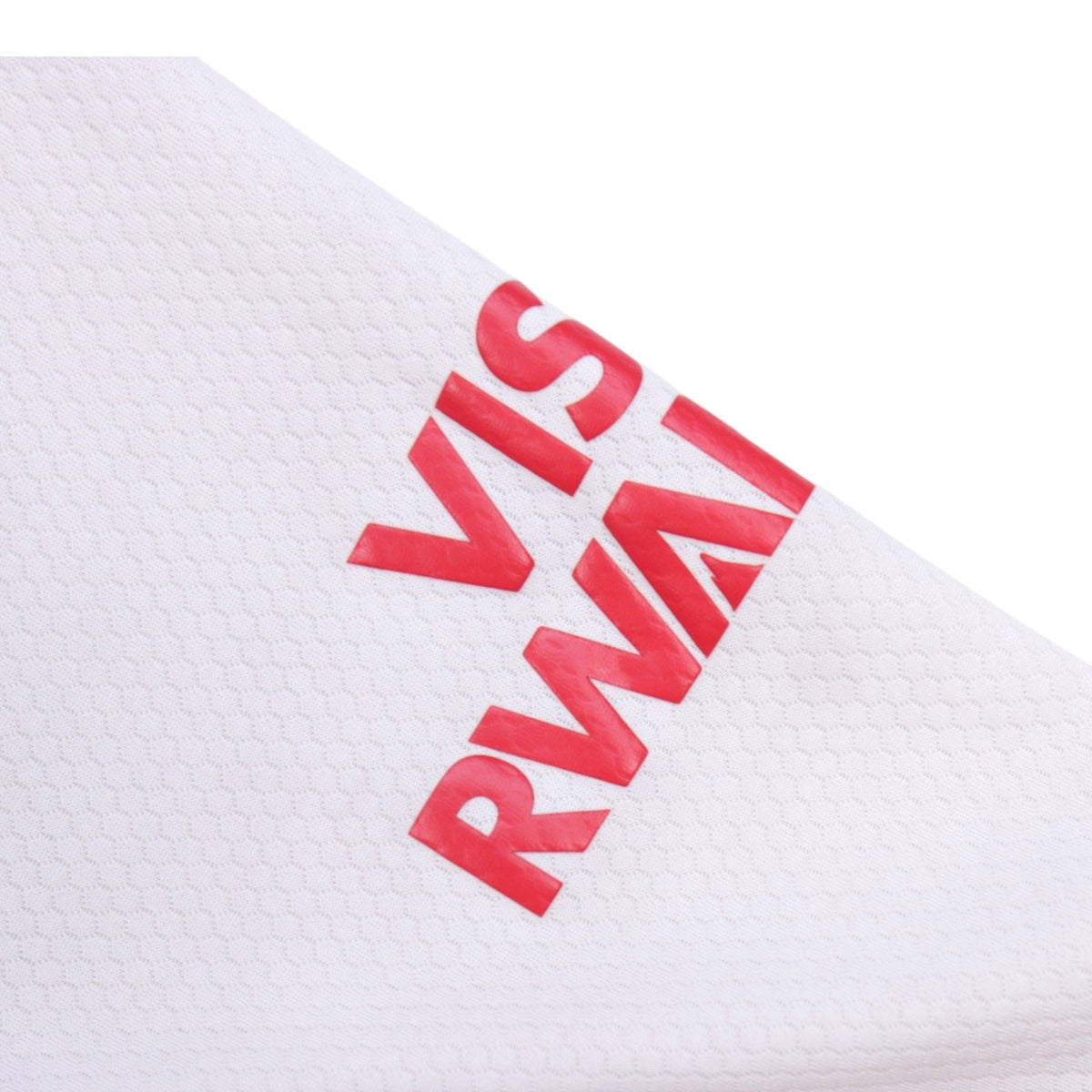 Close-up of Visit Rwanda sleeve sponsor print