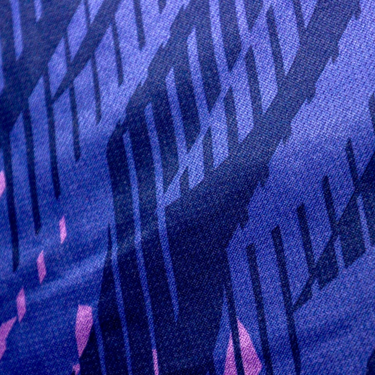 Close-up of the printed graphic pattern on the front of the shirt