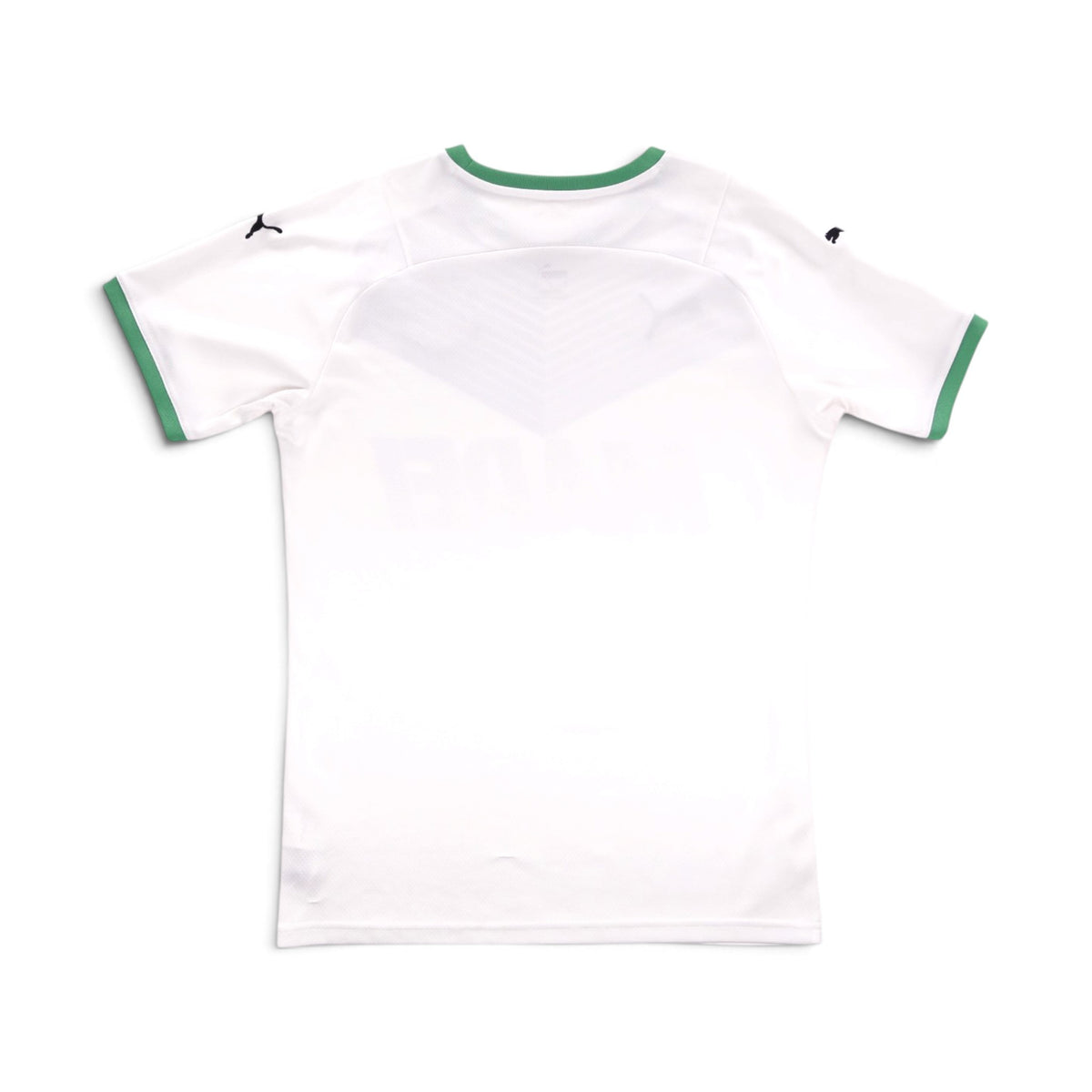 Sassuolo 2021/22 away shirt back view, plain white with green trim