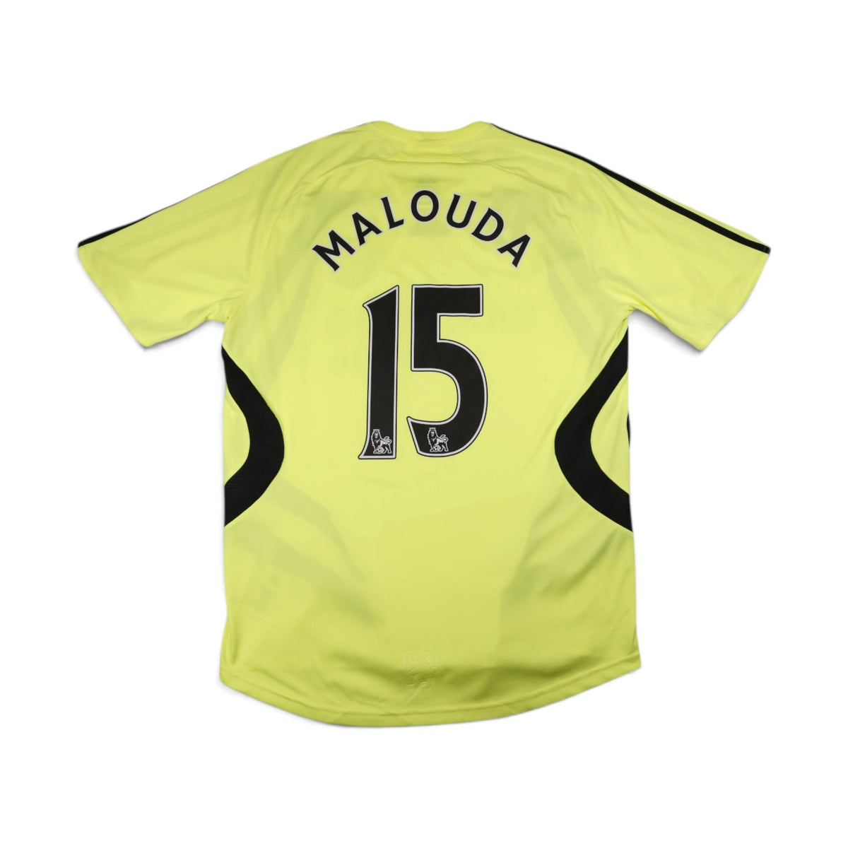 Chelsea 2007/08 away shirt back with Malouda 15 print and Premier League badges