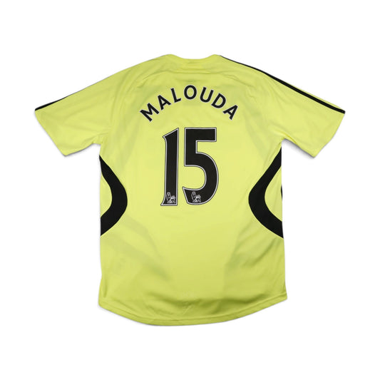 Chelsea 2007/08 away shirt back with Malouda 15 print and Premier League badges
