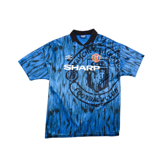 Manchester United 1992-93 away shirt front view with Sharp sponsor and crest