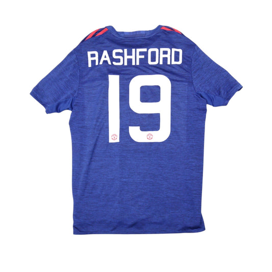 Manchester United away shirt back view showing Rashford number 19 print