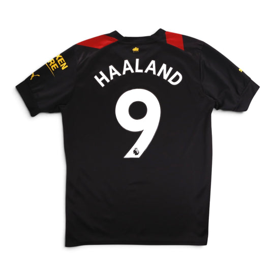Back of the Manchester City away shirt printed Haaland 9