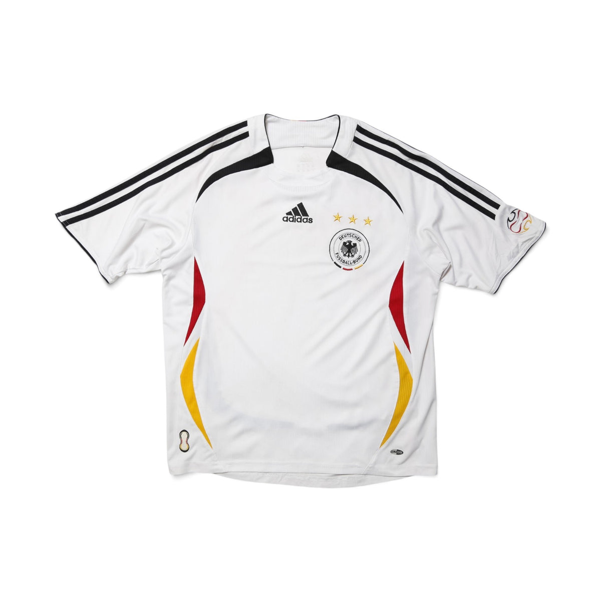 2005-07 Germany home shirt front collar detail with adidas logo and stars