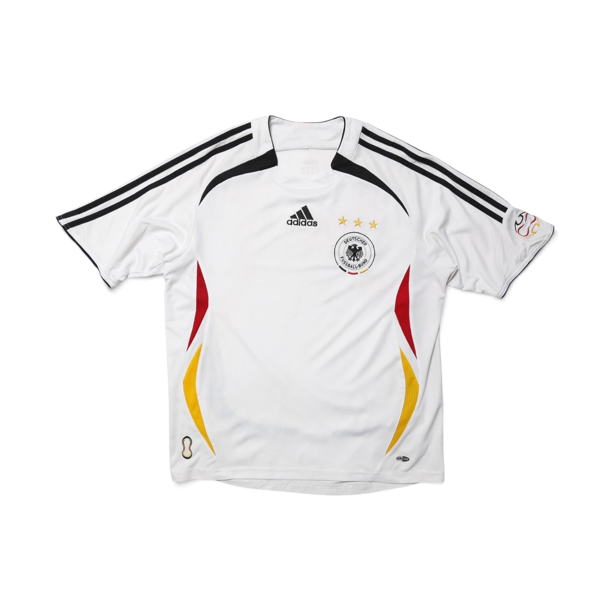 2005-07 Germany home shirt front collar detail with adidas logo and stars