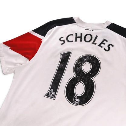 Close-up of cracked number 18 print on the back of the shirt