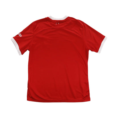 Liverpool 2023/24 home shirt back, plain red with white collar
