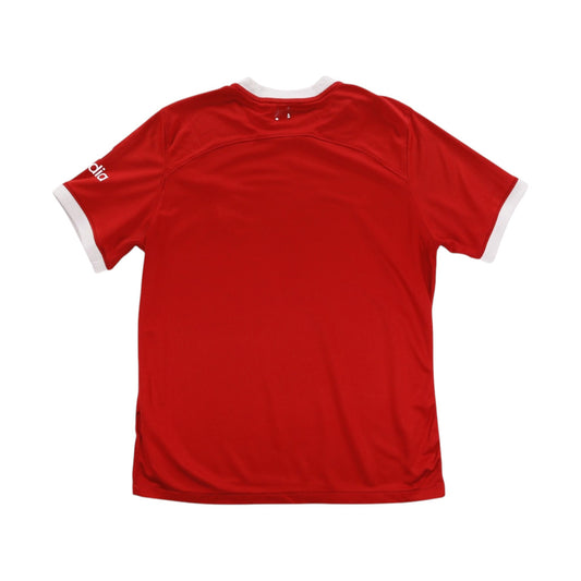 Liverpool 2023/24 home shirt back, plain red with white collar