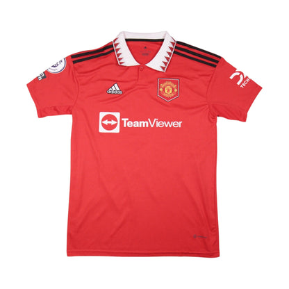 2022/23 Manchester United home shirt front view with TeamViewer sponsor and adidas logo