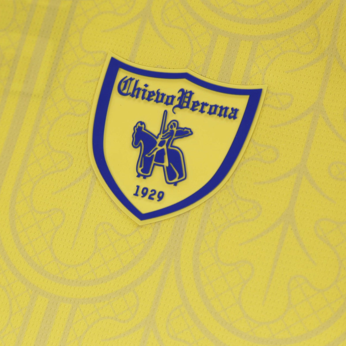 Close-up of the Chievo Verona crest with mounted knight above 1929