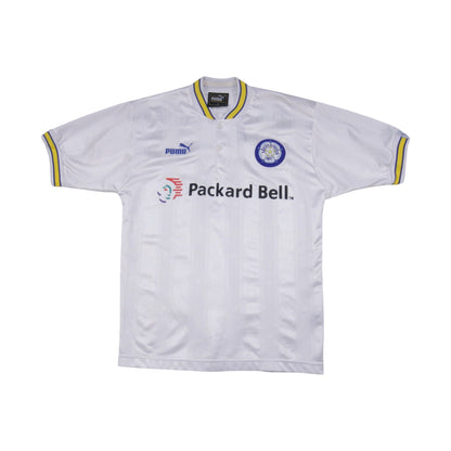 Leeds United 1996-98 Puma home shirt front view with Packard Bell sponsor
