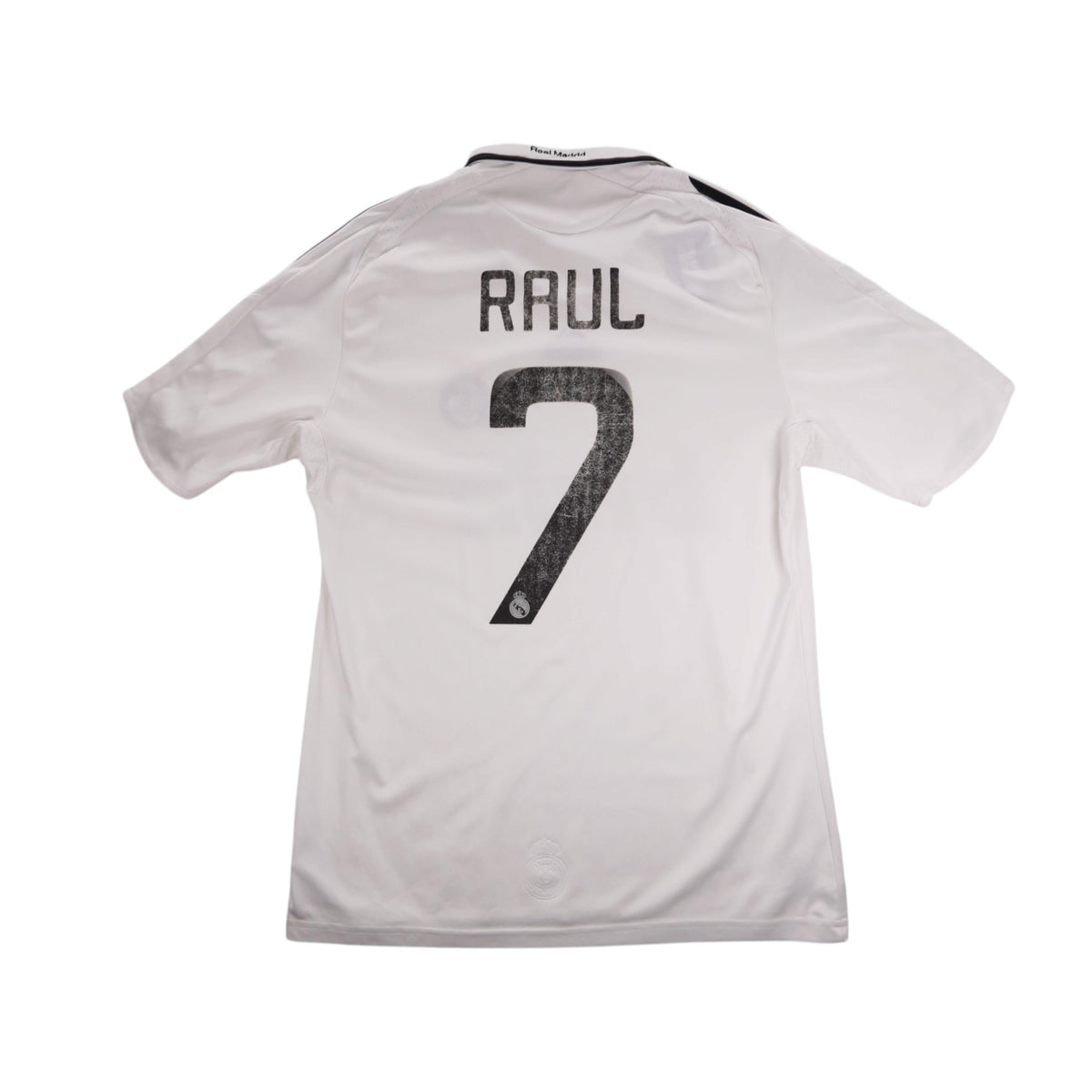 Back view of 2008/09 Real Madrid home shirt with Raul and number 7 printed