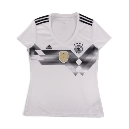 Back view of 2018/19 Germany adidas home shirt in white with black trim