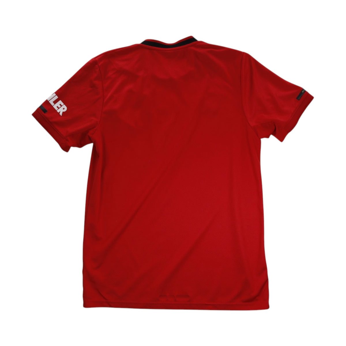 Manchester United 2019/20 home shirt back view, plain with Kohler sleeve print