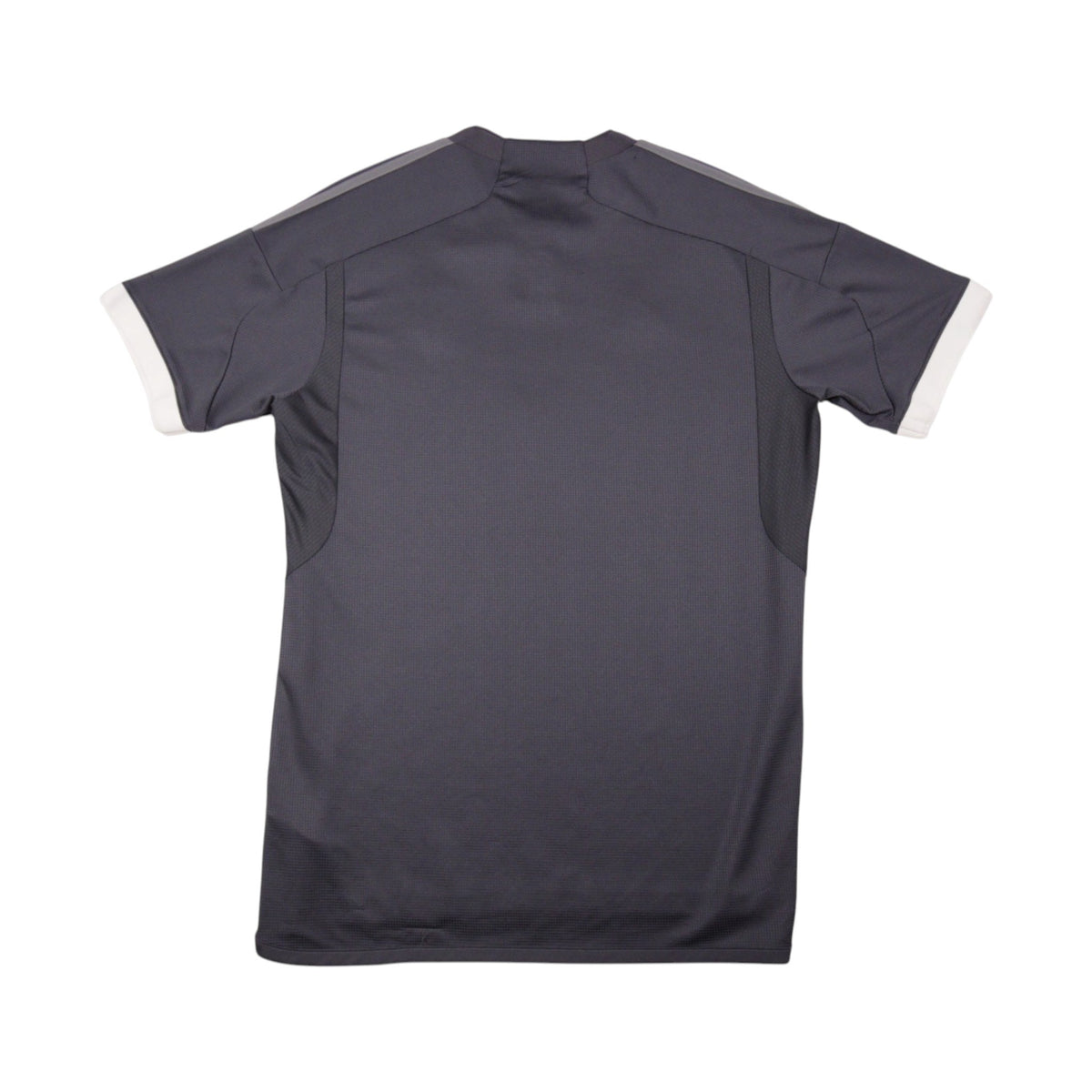 Back view of 2023/24 Juventus third shirt, plain black with grey shoulder stripes