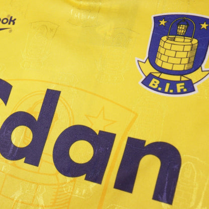 Close-up of Brøndby IF club crest and Codan sponsor logo on front