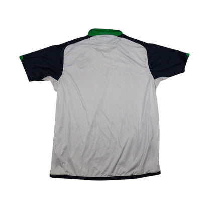2009/10 Northern Ireland away shirt back view, plain white body with navy sleeves