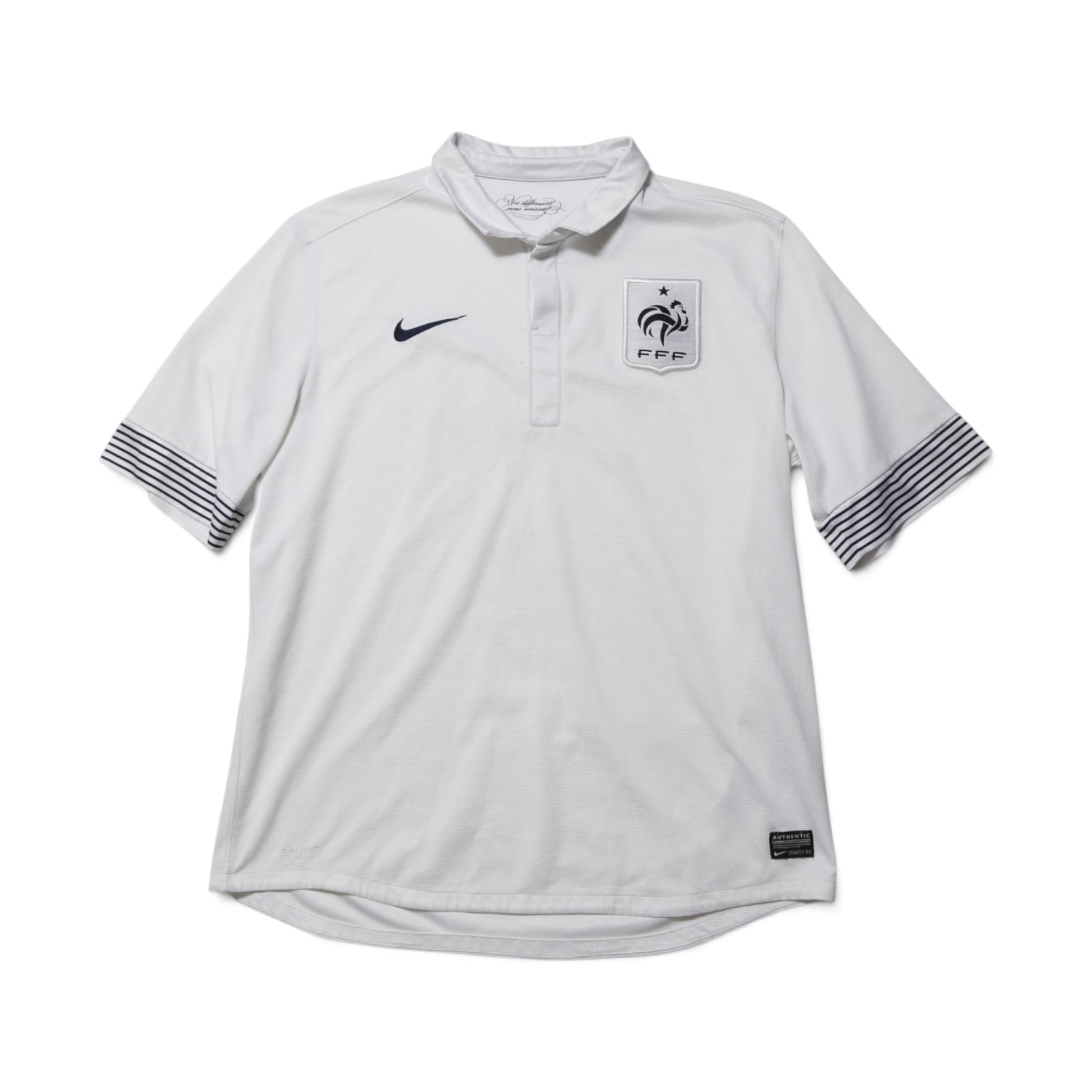 France 2012-14 away shirt back view showing plain back and pinstripe cuffs