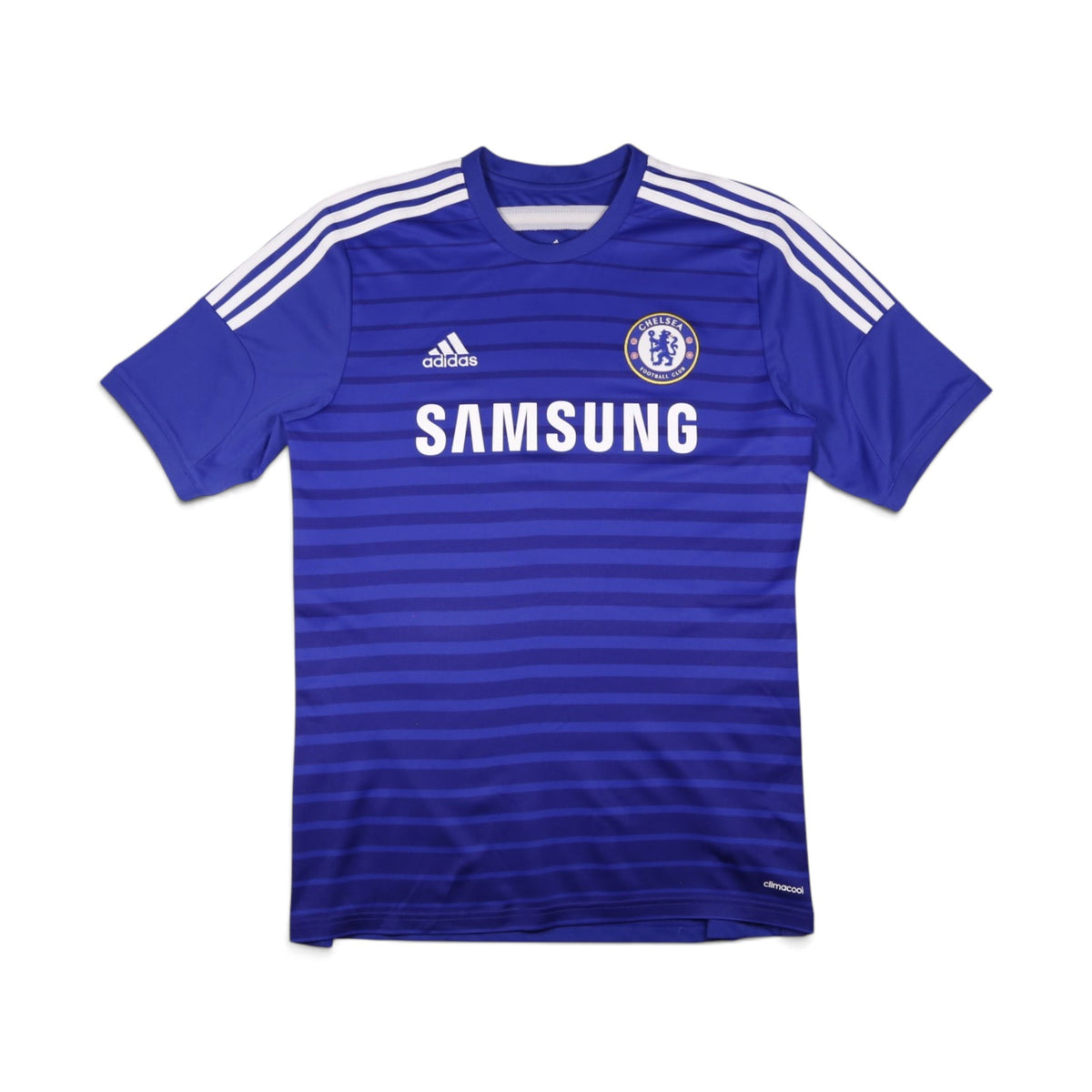 Chelsea 2014/15 home shirt front view with Samsung sponsor and adidas logo