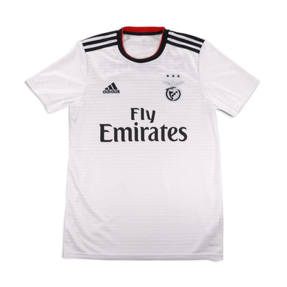 Benfica 2018/19 away shirt front, white with black trim and Fly Emirates sponsor