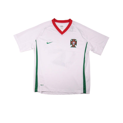 2008/10 Portugal away shirt front view, white with red and green trim and Nike swoosh
