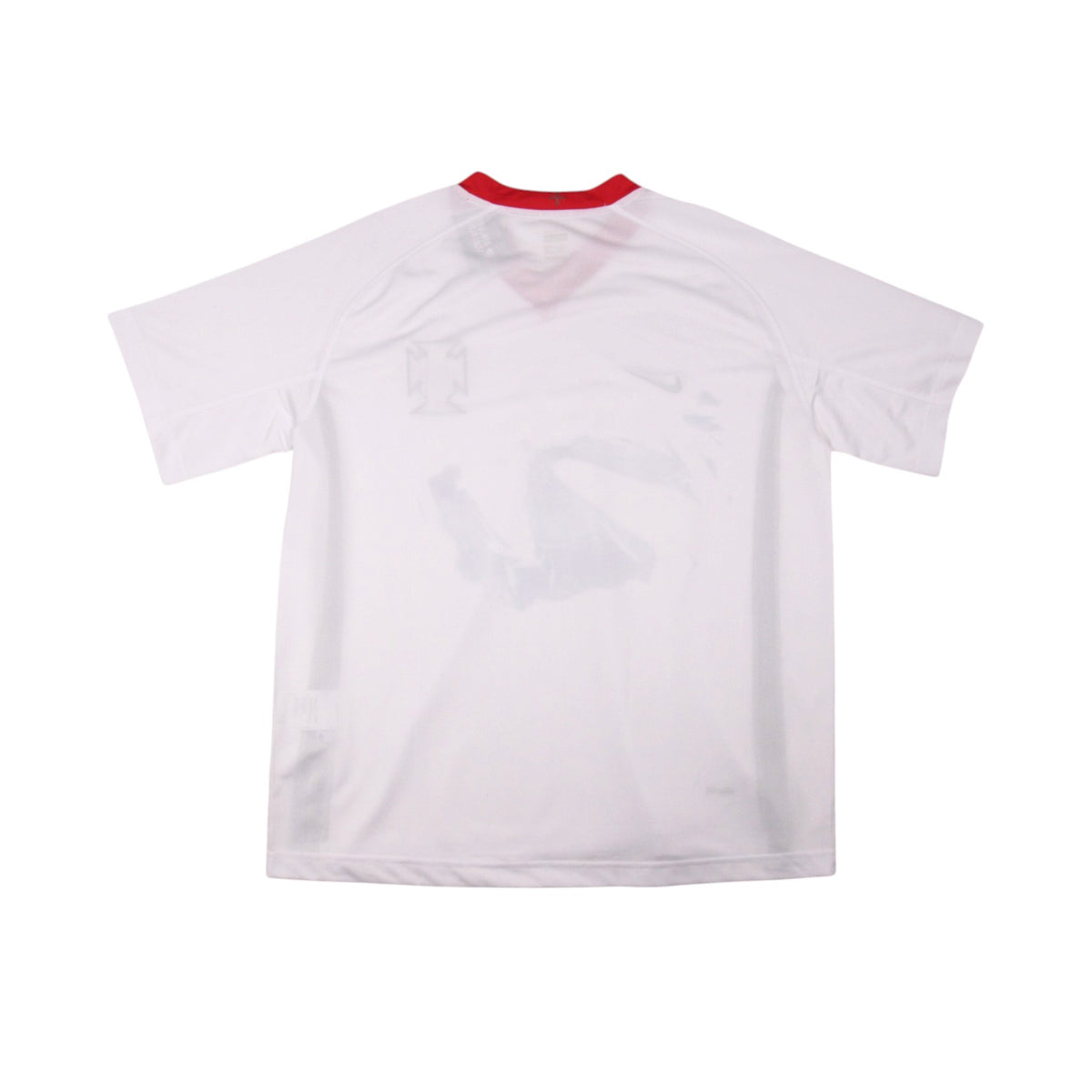 2008/10 Portugal away shirt back view, plain white with red collar