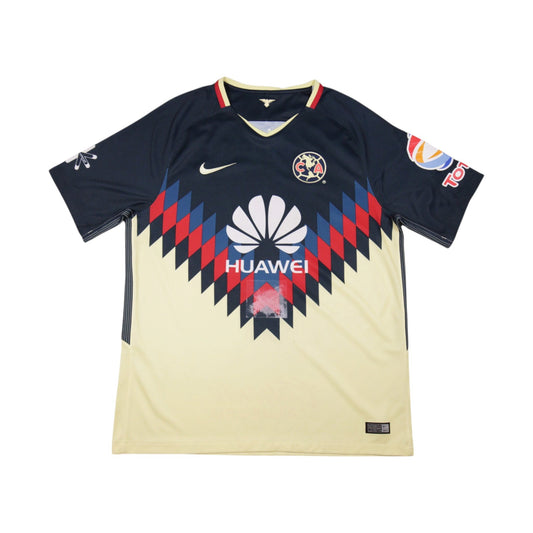 Front view of 2017/18 Club América home shirt with Huawei sponsor logo