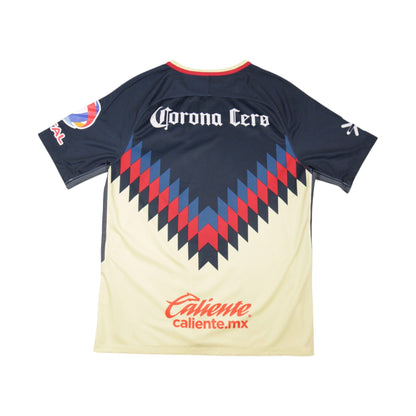 Back view of 2017/18 Club América home shirt showing Corona Cero and Caliente.mx branding