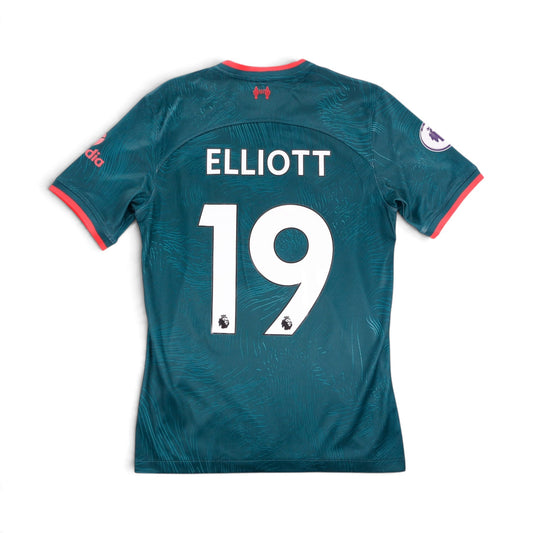 Liverpool 2022/23 third shirt back view with Elliott and number 19 printed