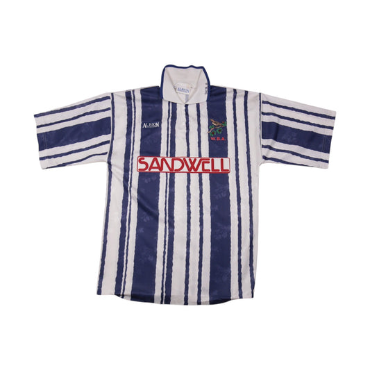 1992/93 West Bromwich Albion home shirt front view with Sandwell sponsor