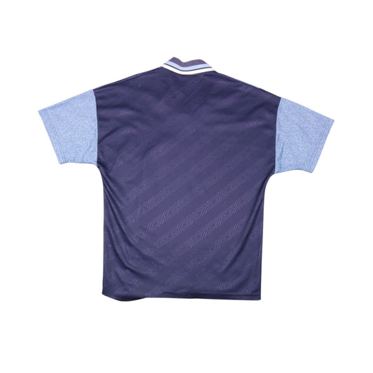 Lazio 1994-96 away shirt back, plain navy and sky blue jacquard panels, no name or number