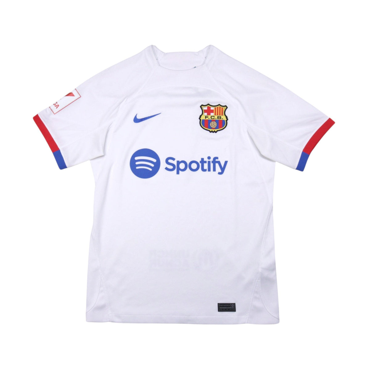 Barcelona 2023/24 away shirt front view with Spotify sponsor and Nike logo