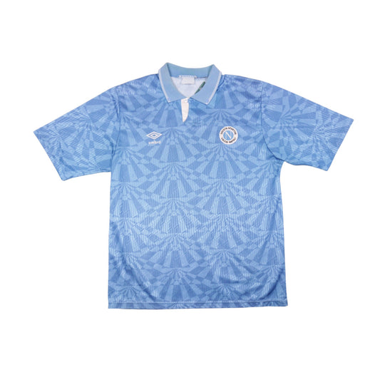 1991/93 Napoli home shirt by Umbro, front view showing crest and Umbro logo