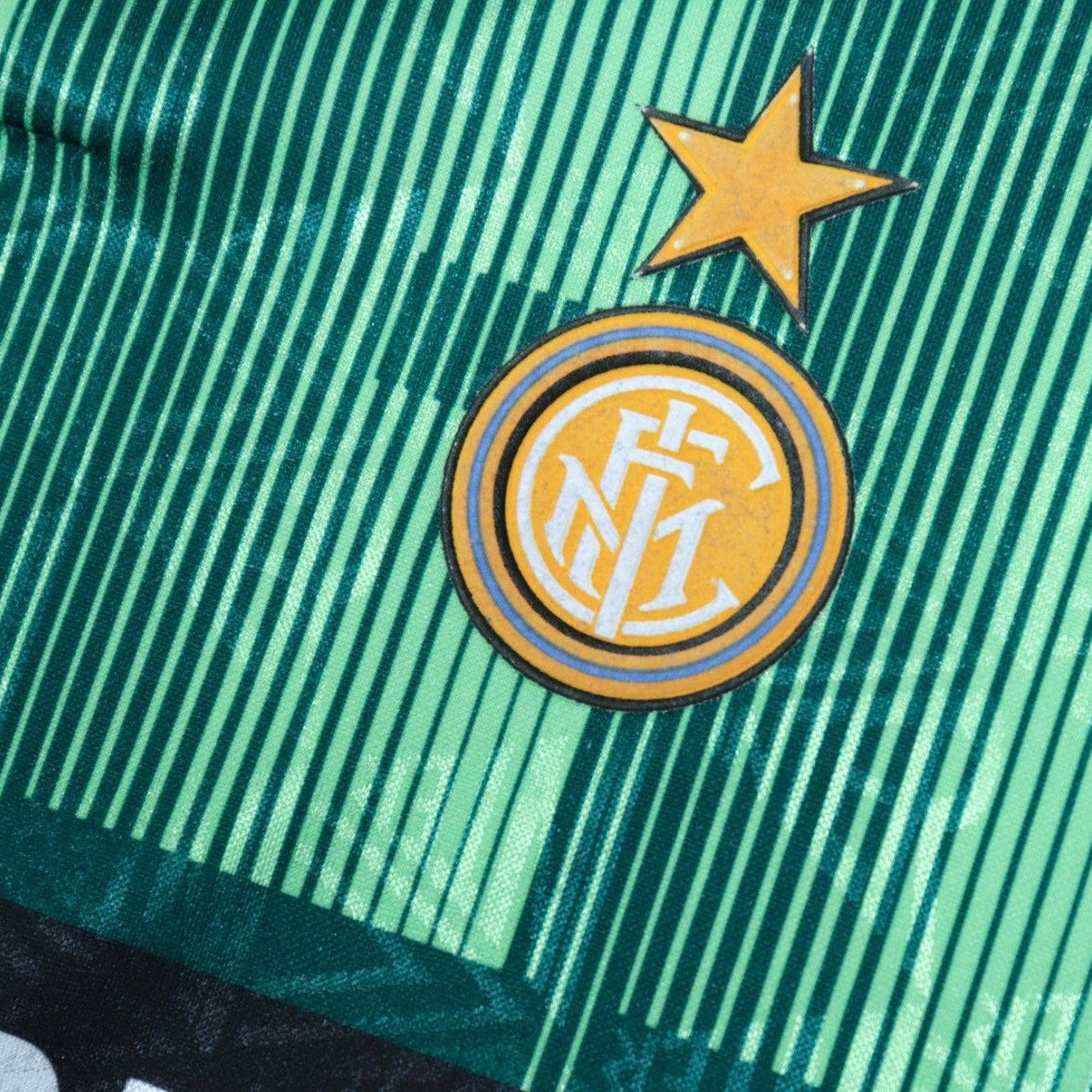 Close-up of the gold star above the Inter Milan crest