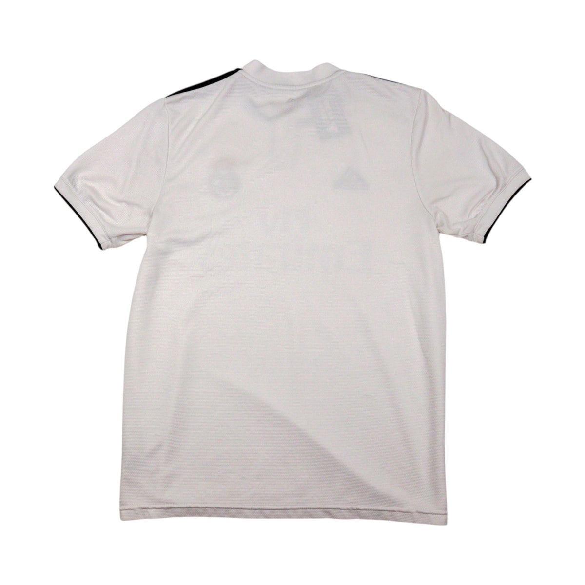 Real Madrid 2018/19 home shirt back view showing plain white back