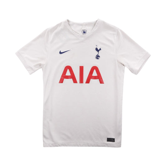 Front of white Tottenham Hotspur 2021/22 home shirt with navy Nike swoosh and red AIA sponsor