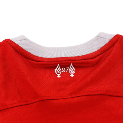 Close-up of the back collar showing the LFC '97' commemorative emblem