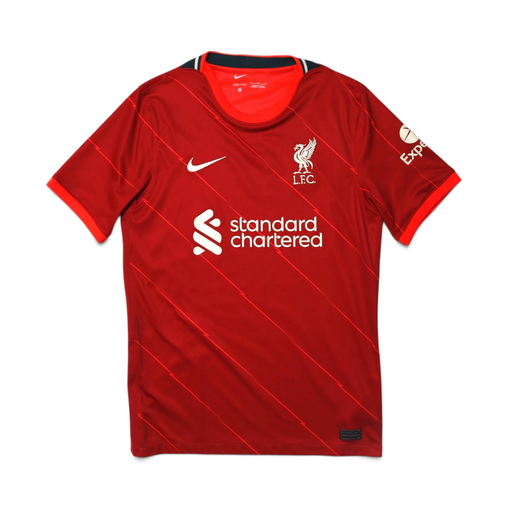 2021-22 Liverpool home shirt back, full front-facing view laid flat