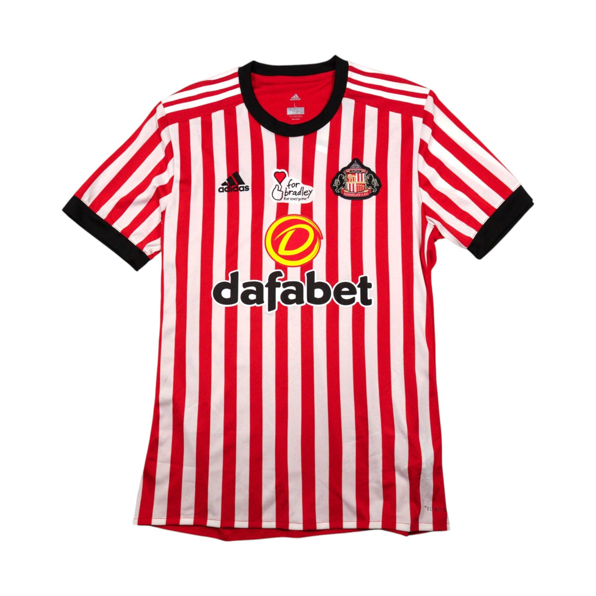 Sunderland 2017/18 adidas home shirt front view with Dafabet sponsor