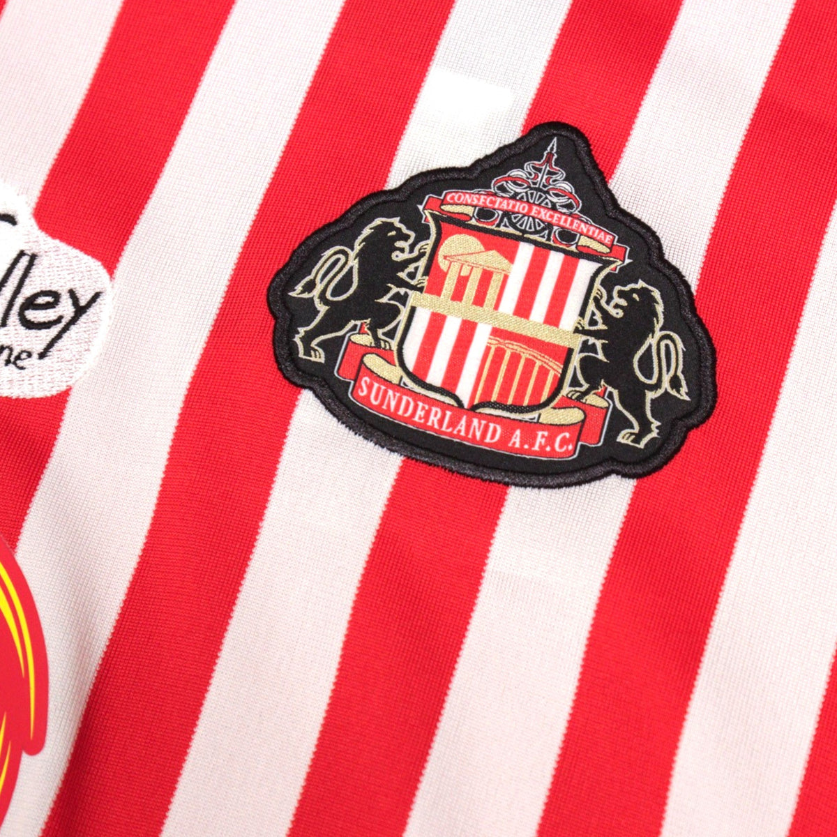 Close-up of Sunderland A.F.C. crest on the home shirt