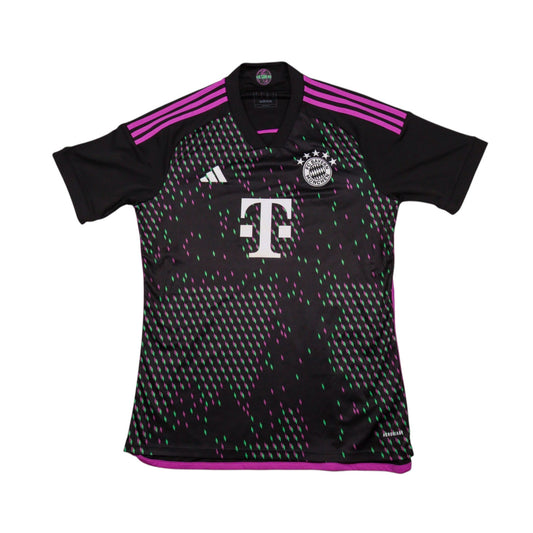 Bayern Munich 2023/24 away shirt front view with Telekom sponsor and adidas logo