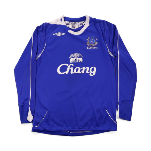Everton 2008/09 home shirt front view, royal blue with Chang sponsor and crest