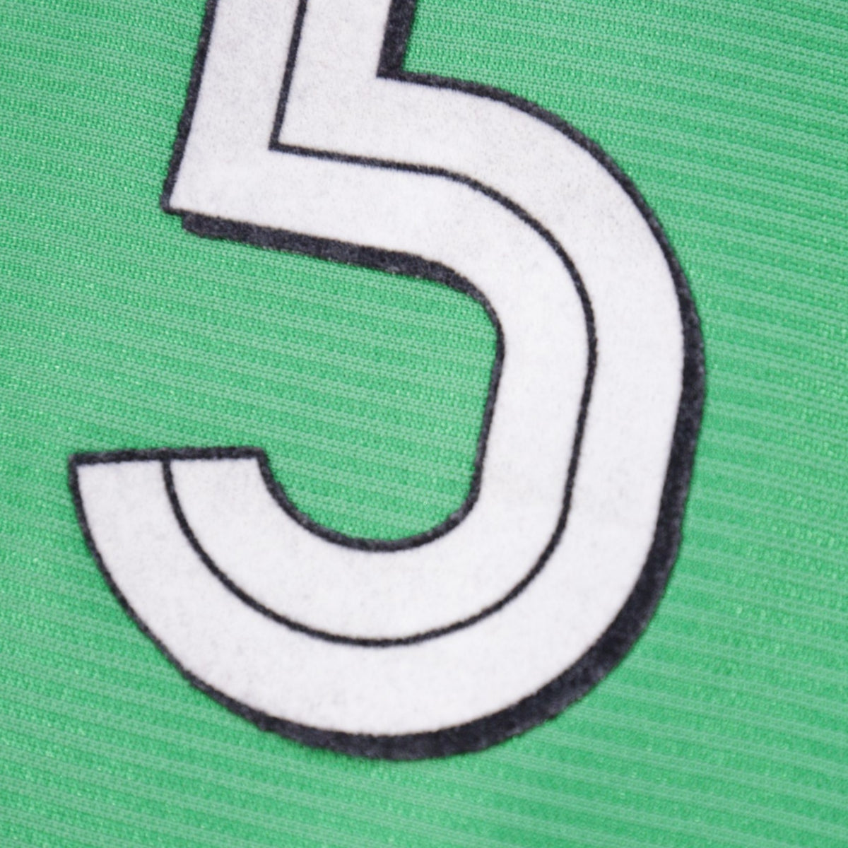 Close-up detail of number 5 printing on Ireland shirt