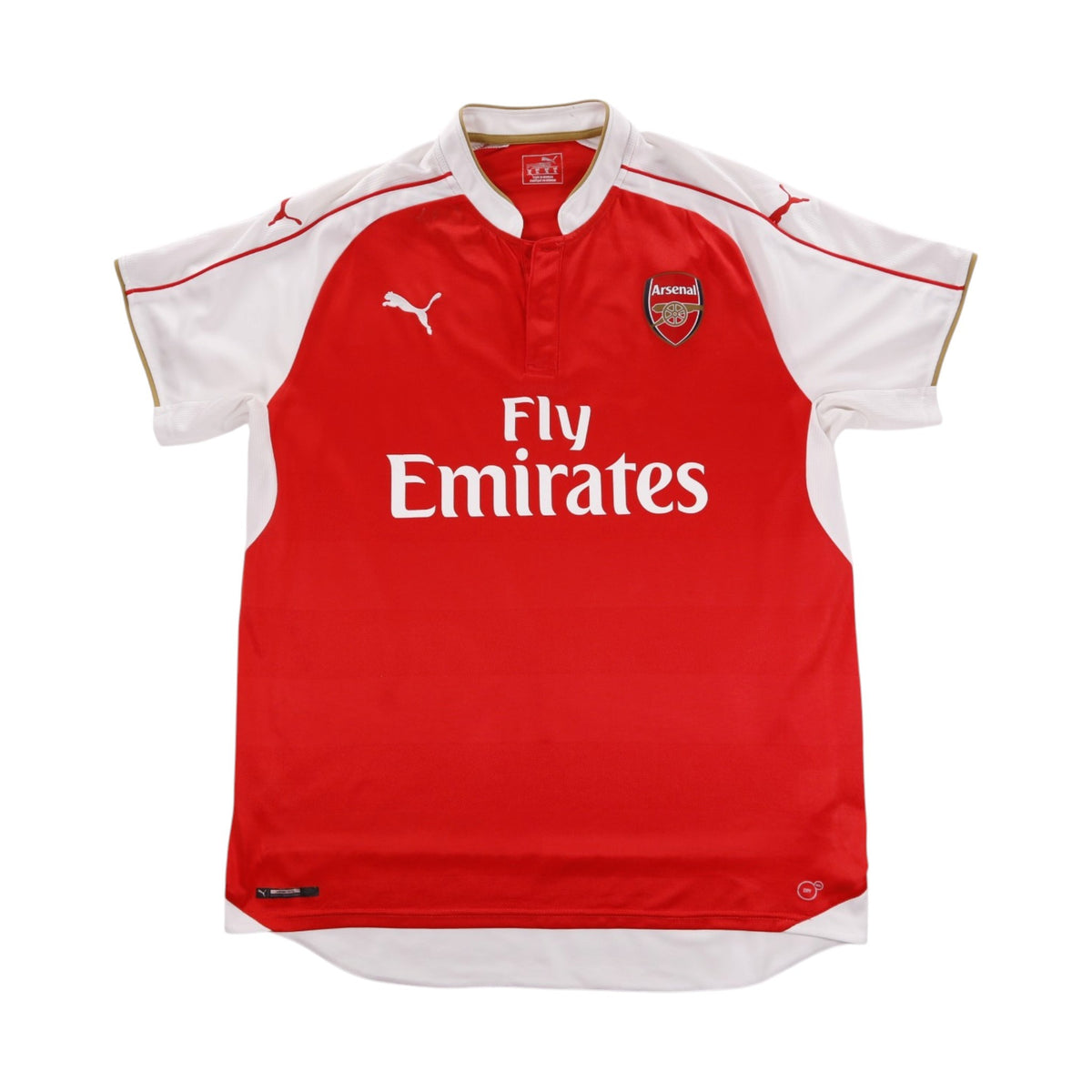 Arsenal 2016/17 home shirt front view with Fly Emirates sponsor and crest