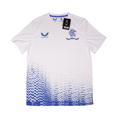 White Rangers training shirt front with Castore logo and 150th anniversary crest
